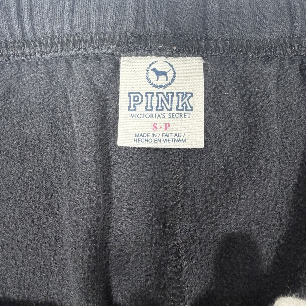 Victorias Secret Y2K Love Pink Black Cropped Capri Sweat Pants Comfy Size Small - Picture 5 of 9